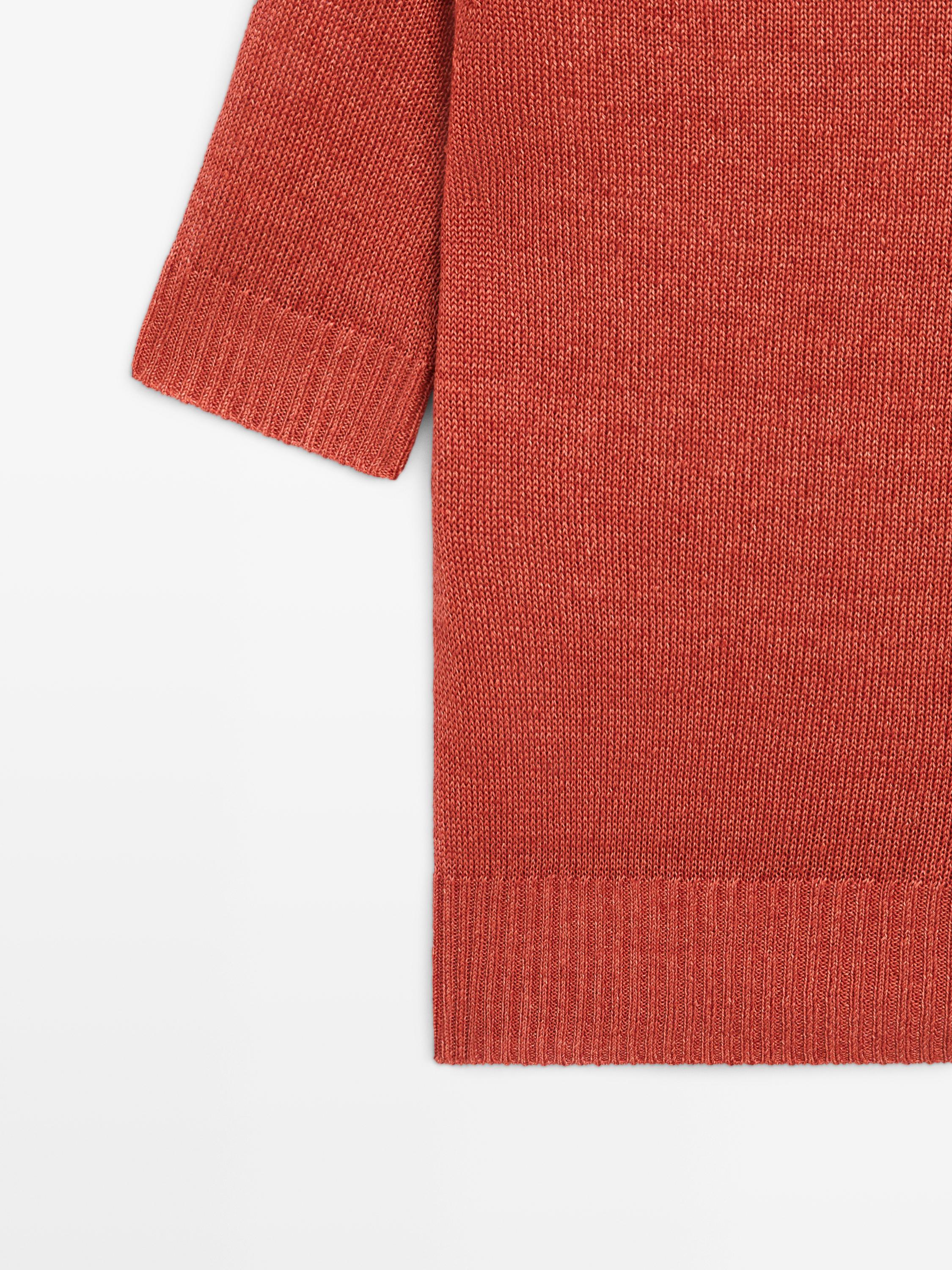 100% linen short sleeve knit sweater